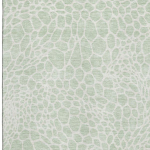 HomeRoots 10' X 14' Stylish Mint Green & Ivory Geometric Area Rug - Washable, UV-Protected, Pet-Friendly! 673073