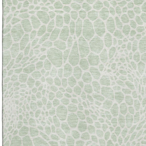 HomeRoots 10' X 14' Stylish Mint Green & Ivory Geometric Area Rug - Washable, UV-Protected, Pet-Friendly! 673073