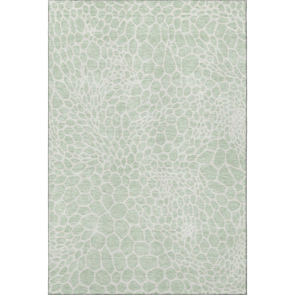 HomeRoots 10' X 14' Stylish Mint Green & Ivory Geometric Area Rug - Washable, UV-Protected, Pet-Friendly! 673073