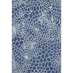 HomeRoots 9' X 12' Navy Blue Geometric Area Rug – Washable, UV-Protected, Stain-Resistant for High-Traffic Areas 673078