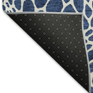 HomeRoots 9' X 12' Navy Blue Geometric Area Rug – Washable, UV-Protected, Stain-Resistant for High-Traffic Areas 673078