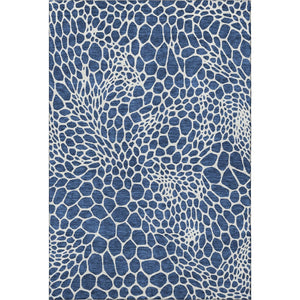 HomeRoots 9' X 12' Navy Blue Geometric Area Rug – Washable, UV-Protected, Stain-Resistant for High-Traffic Areas 673078