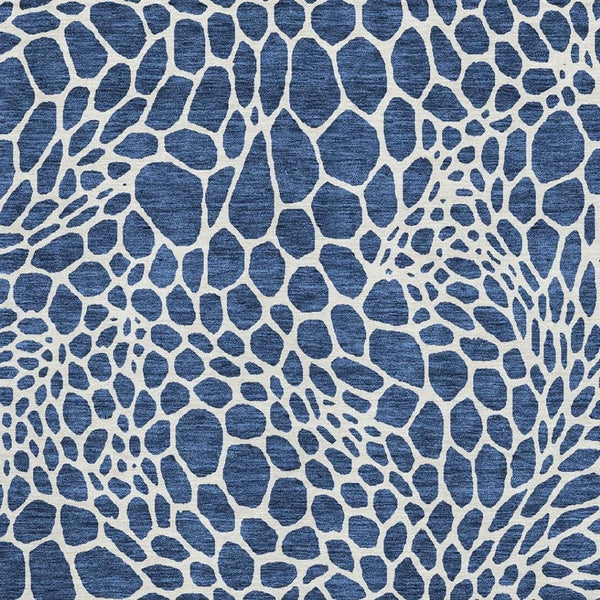 HomeRoots 10' X 14' Navy Blue Geometric Area Rug - Washable, Stain-Resistant, UV Protected for Active Homes 673079