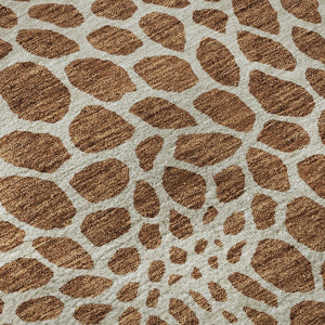 HomeRoots 8' Washable Round Rug in Rust & Ivory - Durable Geometric Design with UV Protection for Any Space 673082