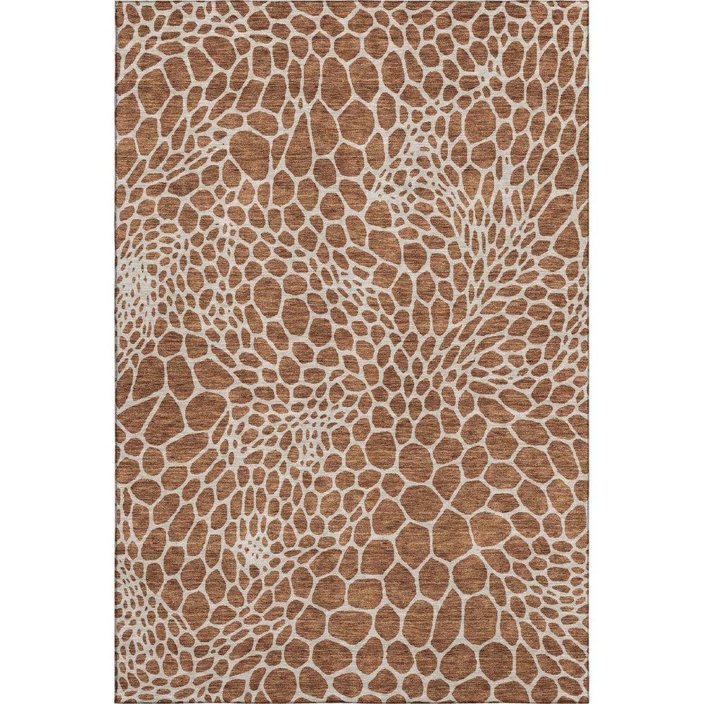 HomeRoots 8' X 10' Stylish Rust and Ivory Geometric Area Rug - Washable, UV-Protected, Perfect for Homes! 673083