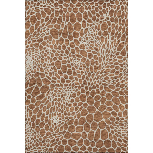 HomeRoots 8' X 10' Stylish Rust and Ivory Geometric Area Rug - Washable, UV-Protected, Perfect for Homes! 673083