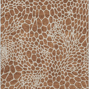 HomeRoots 8' X 10' Stylish Rust and Ivory Geometric Area Rug - Washable, UV-Protected, Perfect for Homes! 673083