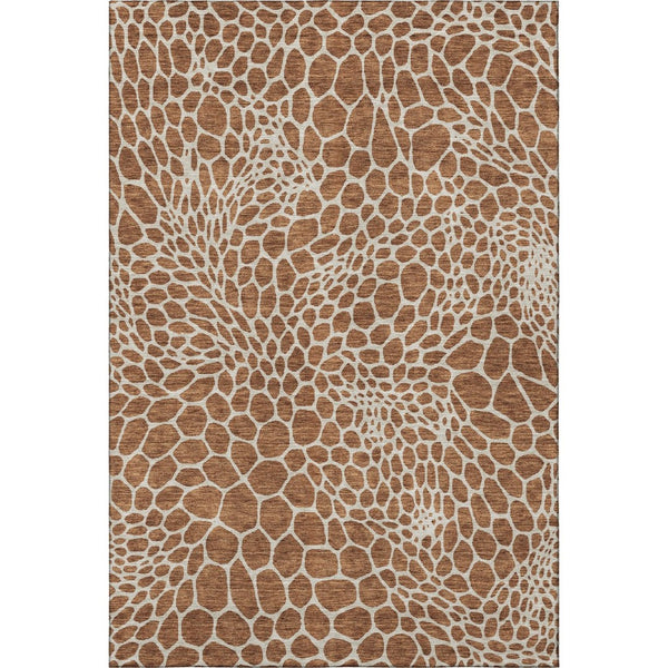 HomeRoots 9' X 12' Geometric Area Rug in Rust and Ivory – Washable, Stain-Resistant, UV Protected for Homes 673084