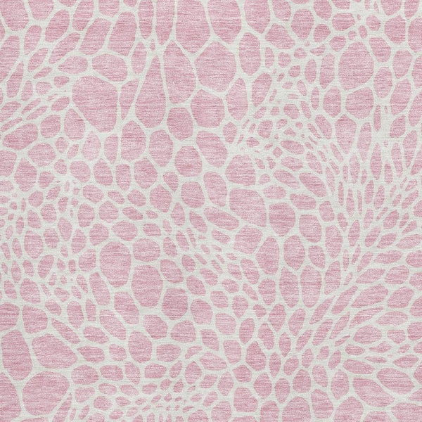 HomeRoots 9' X 12' Pink & Ivory Geometric Area Rug – Durable, Washable Design with UV Protection for Modern Homes 673090