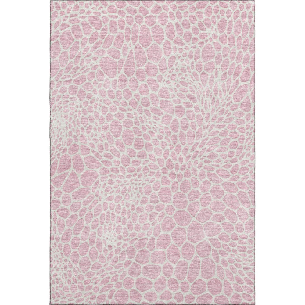 HomeRoots 10' X 14' Pink And Ivory Geometric Washable Area Rug with UV Protection for Stylish Living Spaces 673091