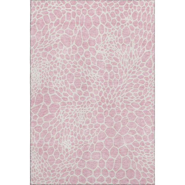 HomeRoots 10' X 14' Pink And Ivory Geometric Washable Area Rug with UV Protection for Stylish Living Spaces 673091