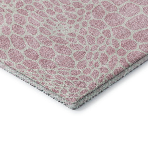 HomeRoots 10' X 14' Pink And Ivory Geometric Washable Area Rug with UV Protection for Stylish Living Spaces 673091