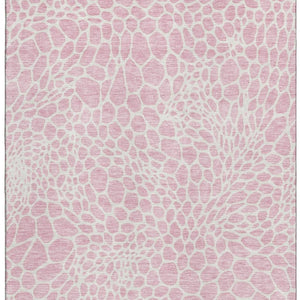 HomeRoots 10' X 14' Pink And Ivory Geometric Washable Area Rug with UV Protection for Stylish Living Spaces 673091