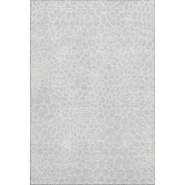 HomeRoots 8' X 10' Silver And Ivory Geometric Area Rug - Washable, Stain-Resistant, UV Protected Elegance 673095