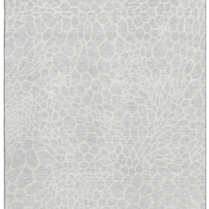 HomeRoots 8' X 10' Silver And Ivory Geometric Area Rug - Washable, Stain-Resistant, UV Protected Elegance 673095