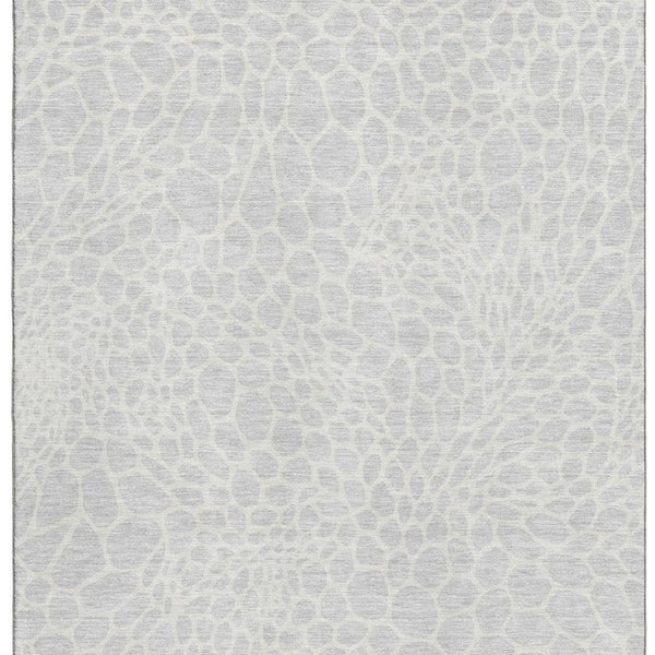 HomeRoots 8' X 10' Silver And Ivory Geometric Area Rug - Washable, Stain-Resistant, UV Protected Elegance 673095