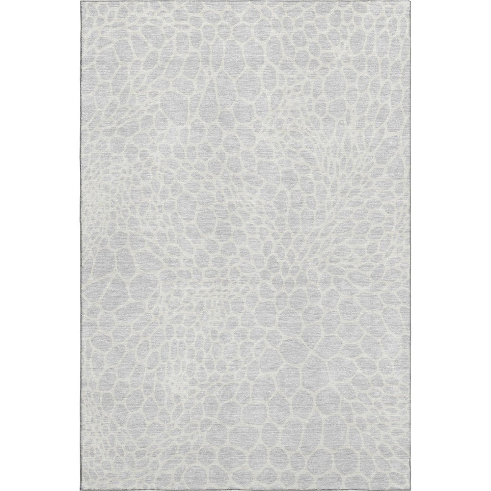 HomeRoots 10' X 14' Silver And Ivory Geometric Area Rug – Durable, Stain Resistant, UV Protected for Modern Homes 673097