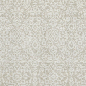 HomeRoots 8' X 10' Washable Beige and Ivory Damask Area Rug with UV Protection for Elegant Home Décor 673101