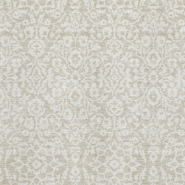 HomeRoots 8' X 10' Washable Beige and Ivory Damask Area Rug with UV Protection for Elegant Home Décor 673101