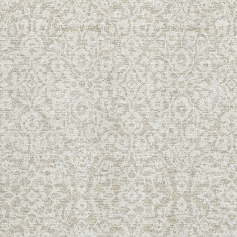 HomeRoots 10' X 14' Beige Damask Area Rug - Washable, UV-Protected, Stain-Resistant for Stylish Living Spaces 673103