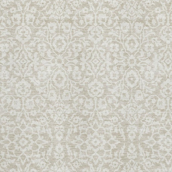 HomeRoots 10' X 14' Beige Damask Area Rug - Washable, UV-Protected, Stain-Resistant for Stylish Living Spaces 673103