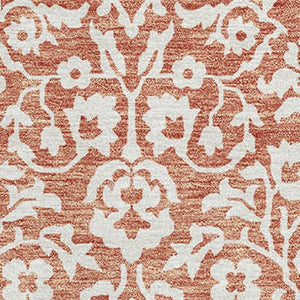HomeRoots 10' X 14' Coral and Beige Damask Area Rug - Washable, Stain Resistant, UV Protected for Lasting Beauty 673109
