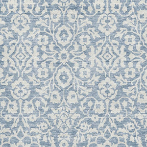 HomeRoots 10' X 14' Denim Blue Damask Rug - Washable, UV-Protected, Stain-Resistant for Kids & Pets’ Durability 673115