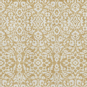 HomeRoots 5' X 8' Elegant Gold and Ivory Damask Washable Area Rug with UV Protection for Family Spaces 673117