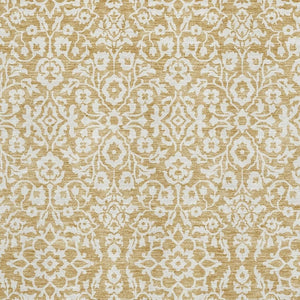 HomeRoots 8' X 10' Gold & Ivory Damask Area Rug – Washable, UV Protected, Stain Resistant for High-Traffic Use 673119