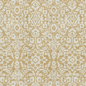 HomeRoots 9' X 12' Gold And Ivory Damask Area Rug – Washable, UV Protected, Stain Resistant for High Traffic Homes 673120