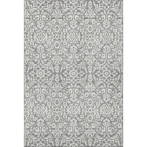 HomeRoots 8' X 10' Gray and Ivory Damask Area Rug - Stylish, Stain-Resistant, UV Protected for Any Room! 673125