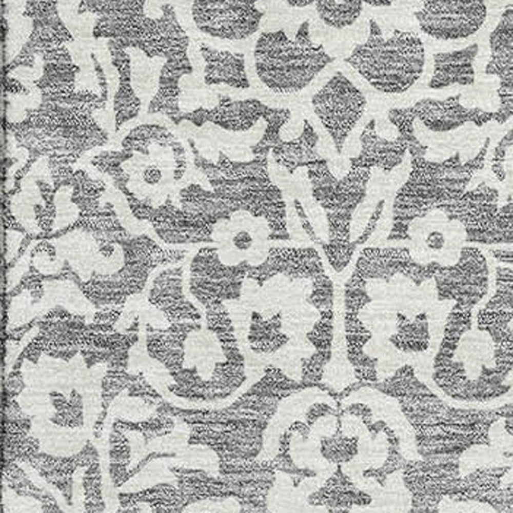 HomeRoots 9' X 12' Gray and Ivory Damask Area Rug - Elegant, Washable, Stain-Resistant, UV Protected Design 673126
