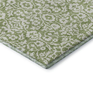 HomeRoots 8' X 10' Green and Ivory Damask Area Rug - Elegant, Stain Resistant, UV Protected for High-Traffic Spaces 673131