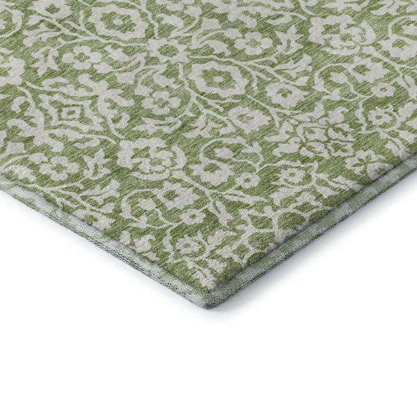 HomeRoots 8' X 10' Green and Ivory Damask Area Rug - Elegant, Stain Resistant, UV Protected for High-Traffic Spaces 673131