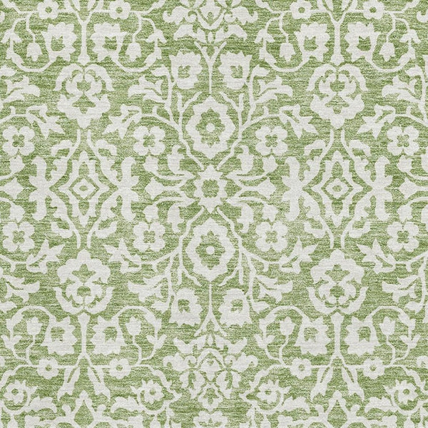HomeRoots 8' X 10' Green and Ivory Damask Area Rug - Elegant, Stain Resistant, UV Protected for High-Traffic Spaces 673131
