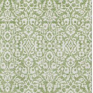 HomeRoots 8' X 10' Green and Ivory Damask Area Rug - Elegant, Stain Resistant, UV Protected for High-Traffic Spaces 673131