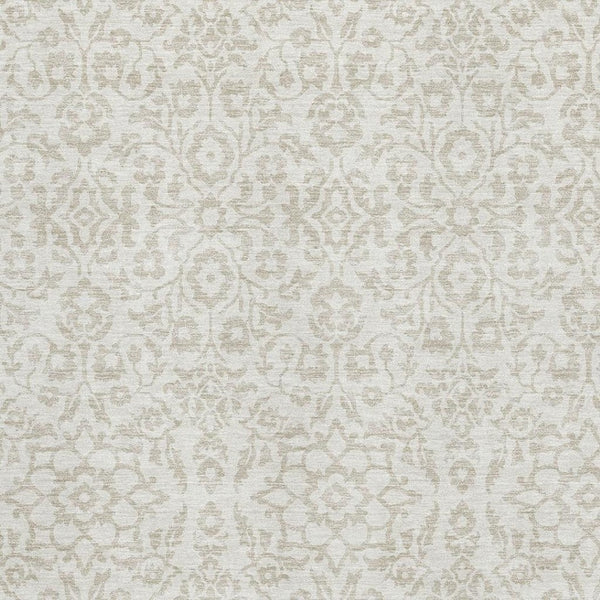 HomeRoots 5' X 8' Ivory and Beige Damask Area Rug - Washable, Stain-Resistant, UV Protected for Your Home 673135