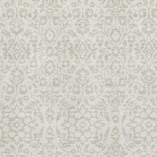 HomeRoots 8' X 10' Ivory And Beige Damask Area Rug - Washable, UV Protected, Perfect for High-Traffic Spaces! 673137