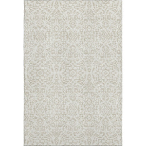 HomeRoots 9' X 12' Ivory and Beige Damask Area Rug - Washable, UV Protected, Stain Resistant, Elegant Design 673138