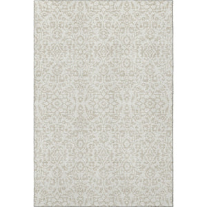 HomeRoots 9' X 12' Ivory and Beige Damask Area Rug - Washable, UV Protected, Stain Resistant, Elegant Design 673138