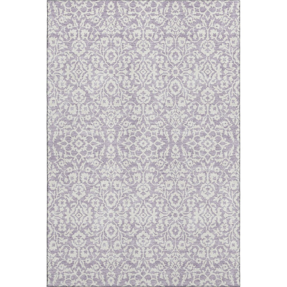 HomeRoots 5' X 8' Elegant Lavender and Ivory Damask Area Rug - UV Protected, Kid & Pet Friendly, Easy Care 673141