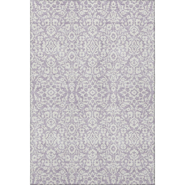 HomeRoots 5' X 8' Elegant Lavender and Ivory Damask Area Rug - UV Protected, Kid & Pet Friendly, Easy Care 673141