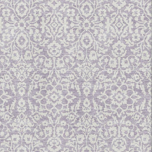 HomeRoots 8' X 10' Elegant Lavender Ivory Damask Area Rug - Washable, Stain Resistant, UV Protected Charm! 673143