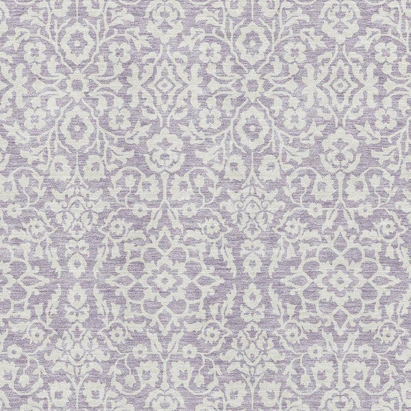 HomeRoots 9' X 12' Elegant Lavender and Ivory Damask Washable Area Rug with UV Protection for Every Home 673144