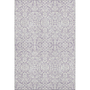HomeRoots 10' X 14' Elegant Lavender & Ivory Damask Area Rug - Washable, Durable, UV Protected for Homes 673145