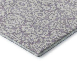 HomeRoots 10' X 14' Elegant Lavender & Ivory Damask Area Rug - Washable, Durable, UV Protected for Homes 673145
