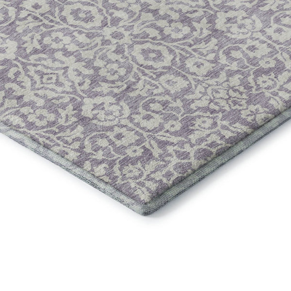 HomeRoots 10' X 14' Elegant Lavender & Ivory Damask Area Rug - Washable, Durable, UV Protected for Homes 673145