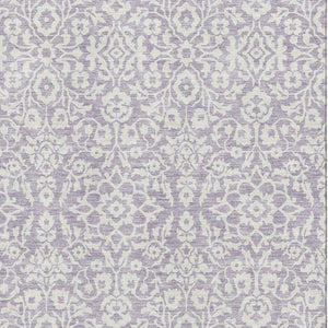 HomeRoots 10' X 14' Elegant Lavender & Ivory Damask Area Rug - Washable, Durable, UV Protected for Homes 673145