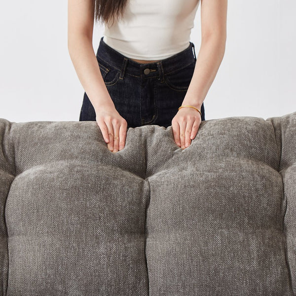 English Elm 99.2" Chenille Modern Deep Seat Sofa with Cloud-Like Cushioning, Zippered Arm Pads & Solid Wood Frame Grey W1193S00150