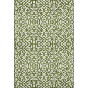 HomeRoots 5' X 8' Elegant Olive Green & Ivory Damask Area Rug – Washable, UV-Protected & Stain Resistant! 673153